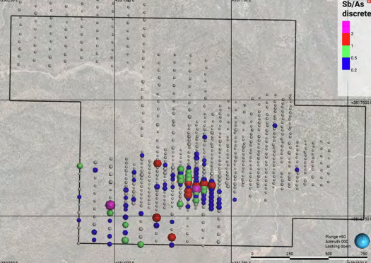 plan view of antimony arsenic ratios