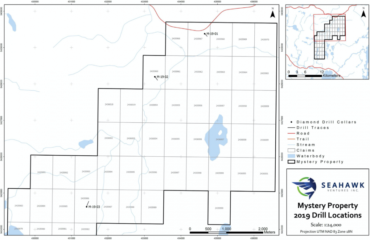 Drill locations map for Mystery Property